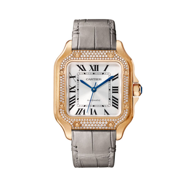 Santos de Cartier Medium Automatic 35 mm Rose Gold and Diamond