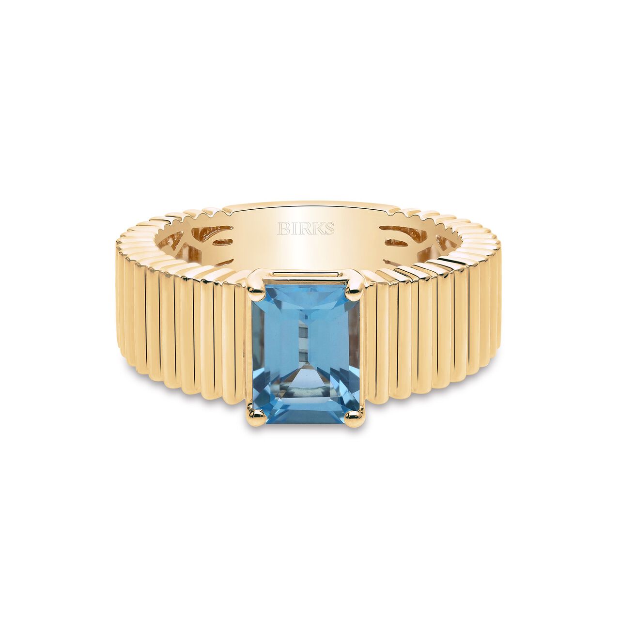 Birks Essentiels Bague plissée en or jaune et topaze bleue image number 1