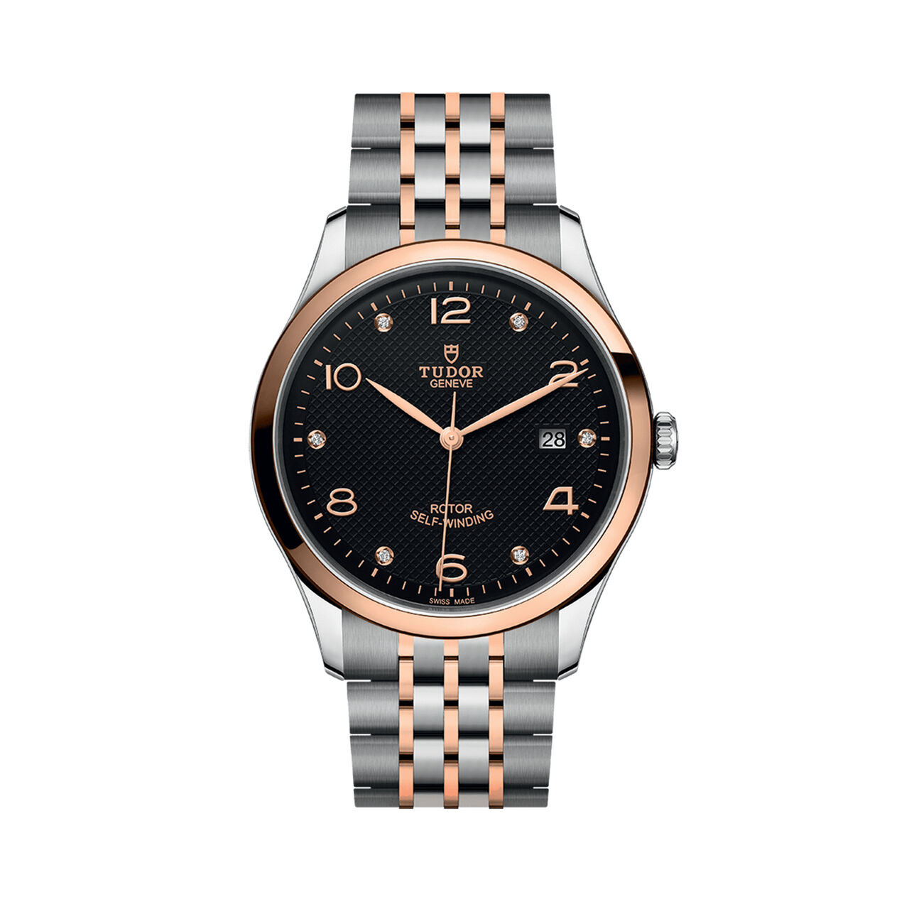 tudor 1926 41 mm steel case black diamond set dial steel and rose gold bracelet m91651 0004 image number 0