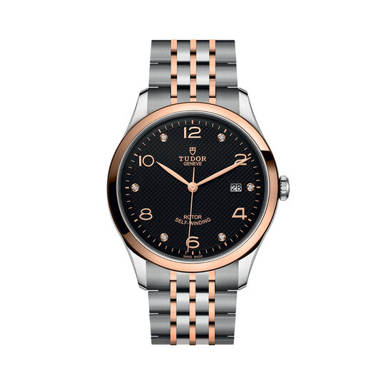 tudor 1926 41 mm steel case black diamond set dial steel and rose gold bracelet m91651 0004 image number 0