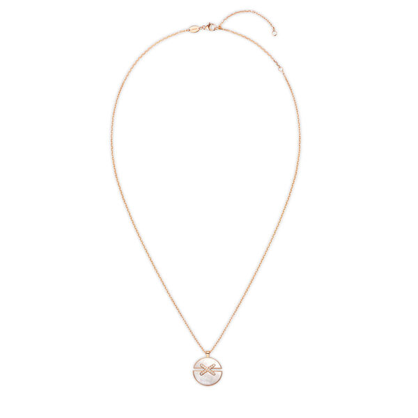 Pendentif Jeux De Liens Harmony en or rose avec nacre et diamants, moyen modèle