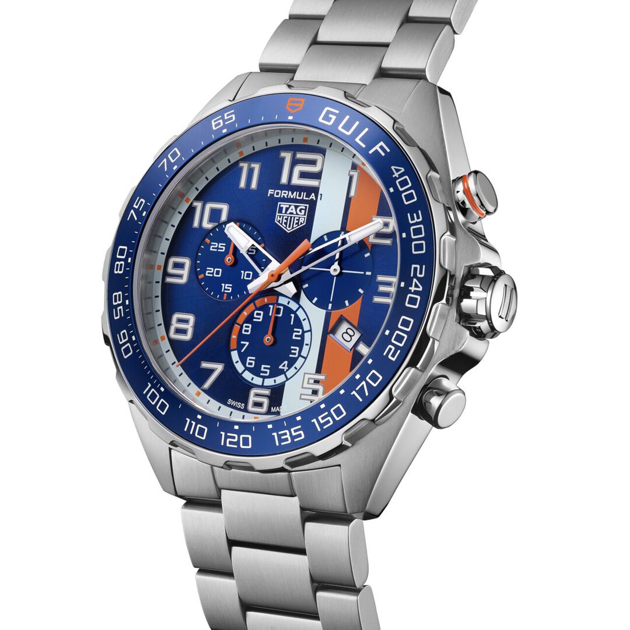 TAG Heuer Formula 1 X Gulf Quartz Chronograph 43 mm Stainless Steel Angle image number 1