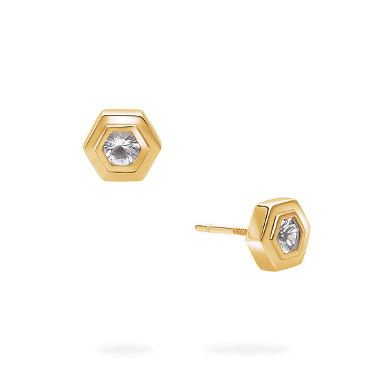 Birks Bee Chic Yellow Gold Birthstone Earrings, White Quartz image number 0