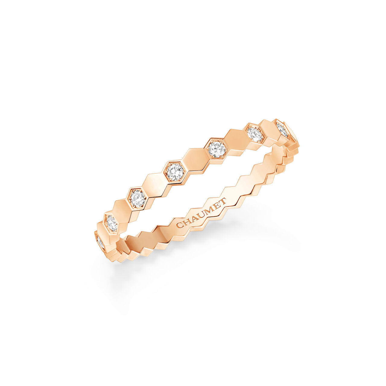 maison birks chaumet bee my love 2 5mm rose gold diamond half pave ring 081933 image number 0