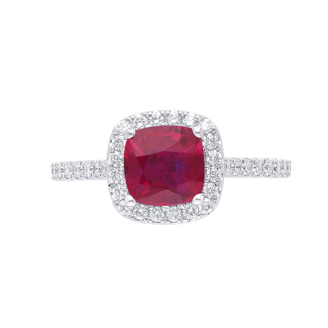 Cushion-Cut Ruby and Diamond Halo Ring | SG05408R-8R