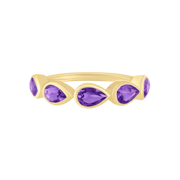 Pear Shape Amethyst Bezel Ring