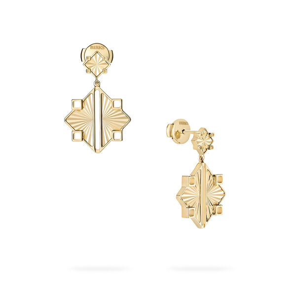 Guilloché Yellow Gold Drop Earrings, Large