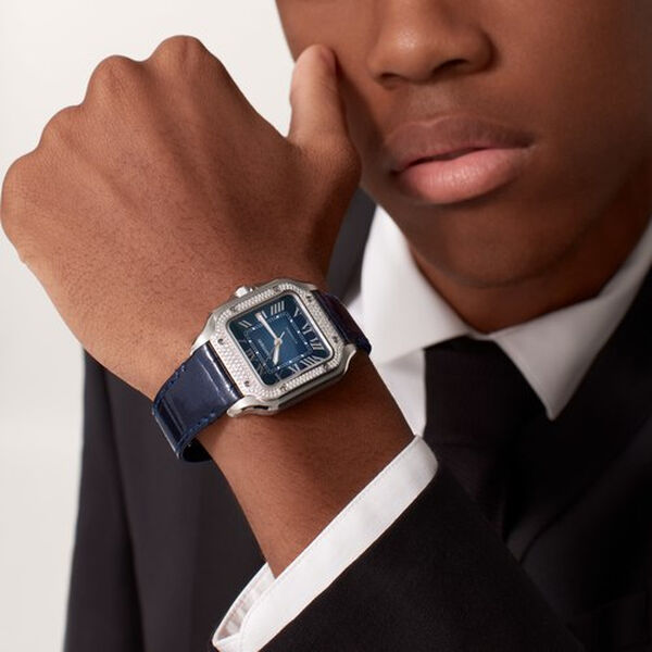 Santos de Cartier Medium Automatic 35 mm Stainless steel and Diamond