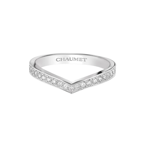Alliance Joséphine Aigrette en or blanc. pavé de diamants