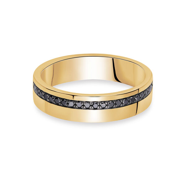 Bague pour homme en or jaune avec diamants noirs
