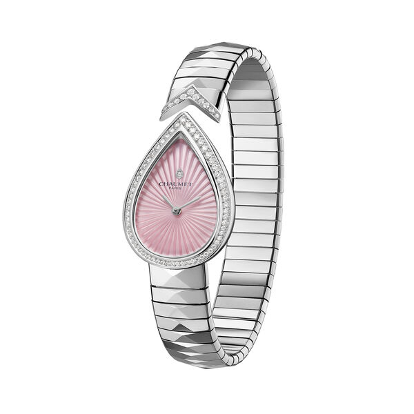 Jos&eacute;phine Aigrette Quartz 27 X 20 mm Stainless Steel and Diamond