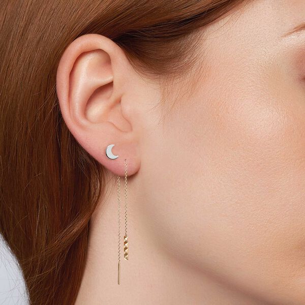 Boucle d’oreille sur clou lune en argent unique pour enfants