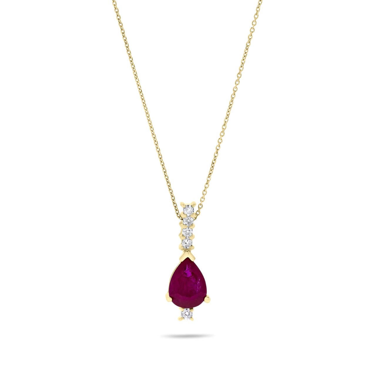Maison Birks Salon Yellow Gold Pear-Cut Ruby Pendant with Diamonds Front image number 0