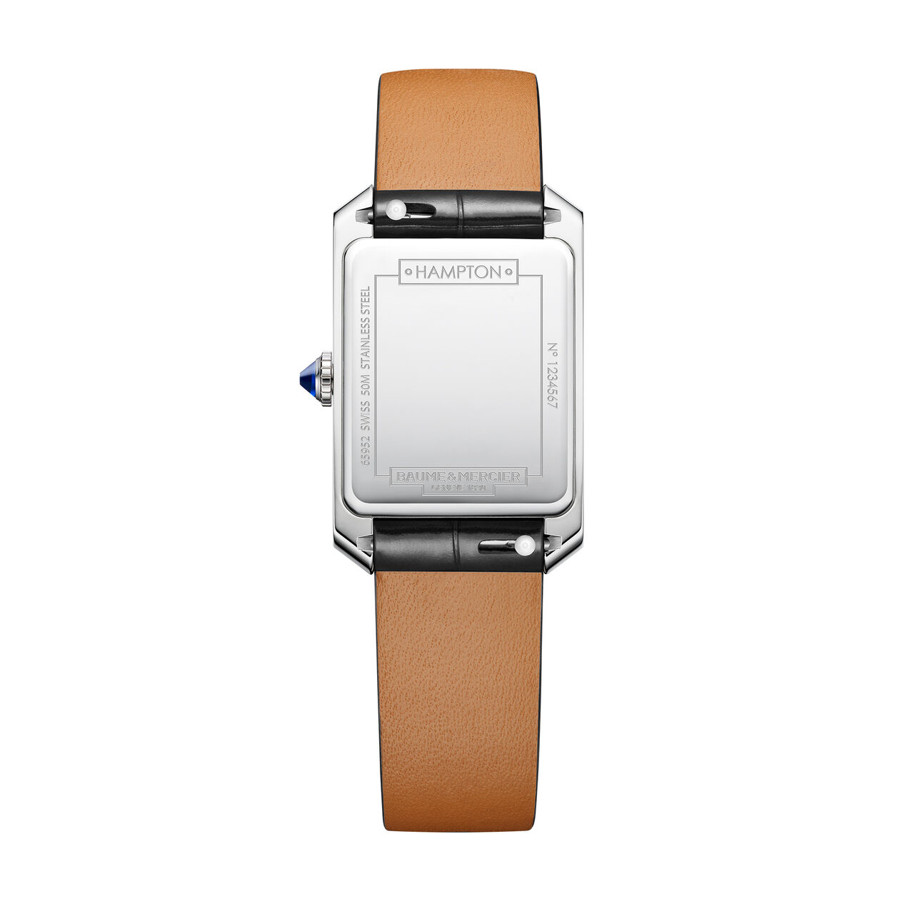 Women's Baume & Mercier Hampton Quartz 35 X 22 mm Stainless Steel watch, back view image number 3