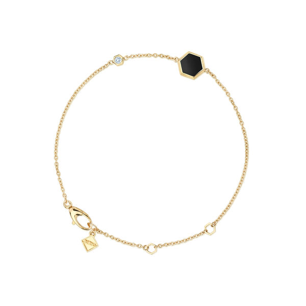 Bracelet en or jaune avec onyx et diamants