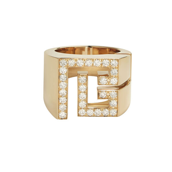 Labyrinth PB Yellow Gold and Diamond Pavé Ring