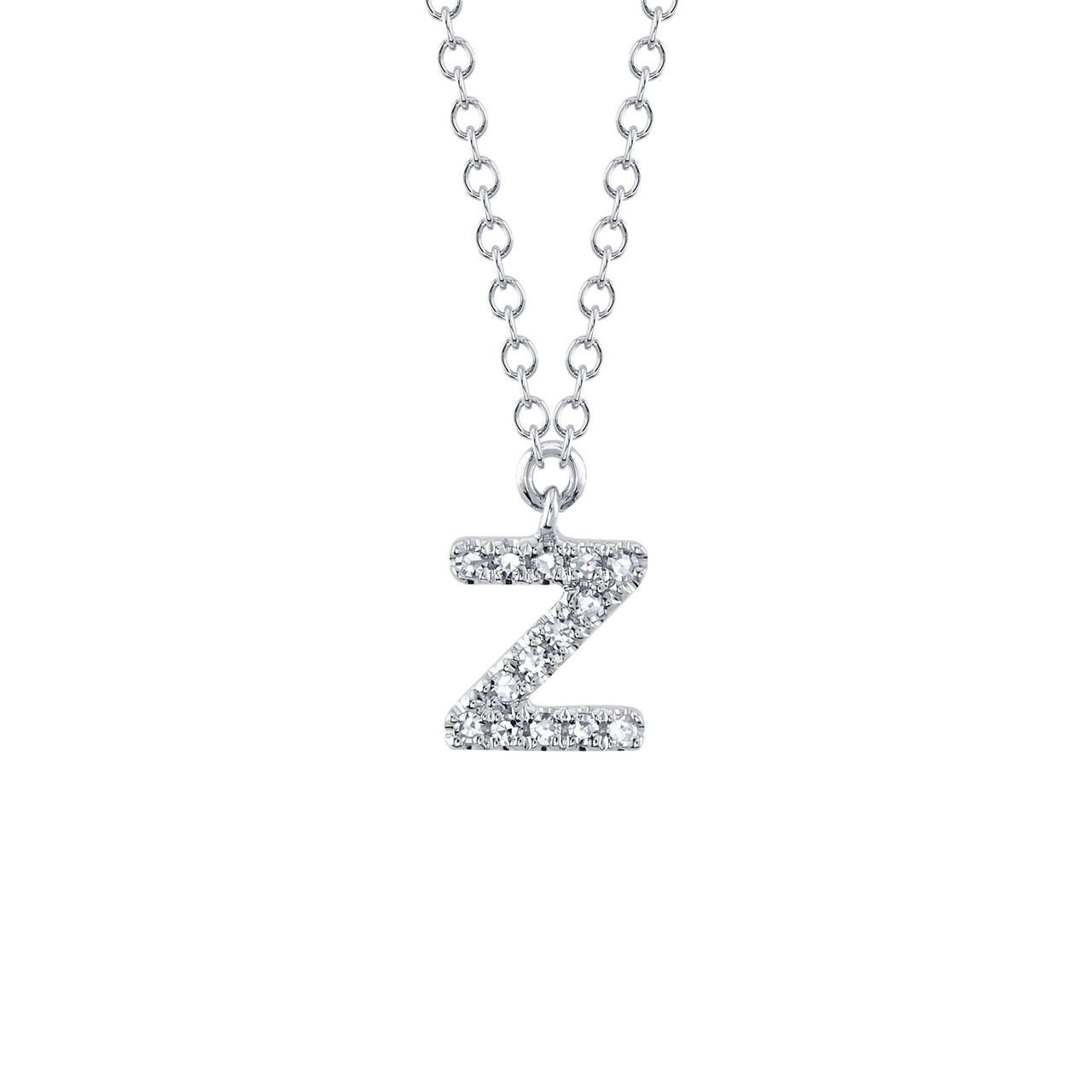 Shy Creation Initials White Gold  and Diamond Pavé Letter Z Necklace SC55007903-Z.jpg image number 0