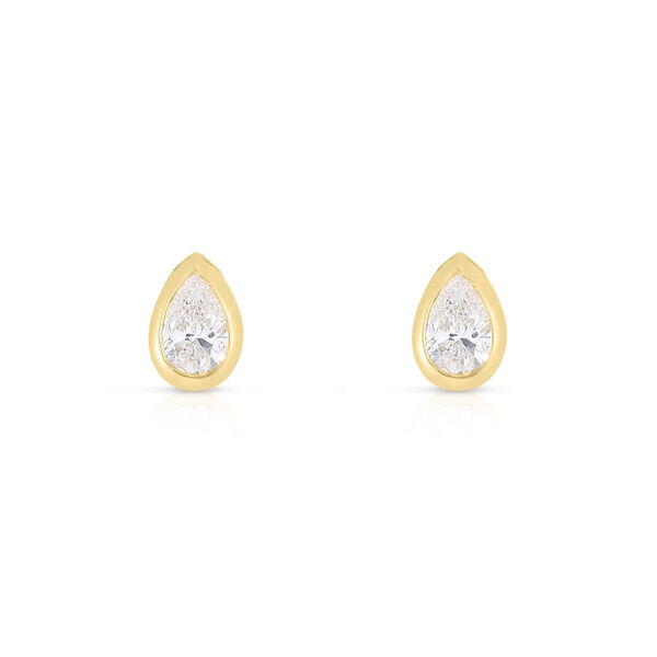 Diamonds By The Inch Yellow Gold and Diamond Pear Cut Earrings