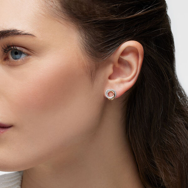 Boucles d'oreilles circulaires en or jaune et diamant, petites