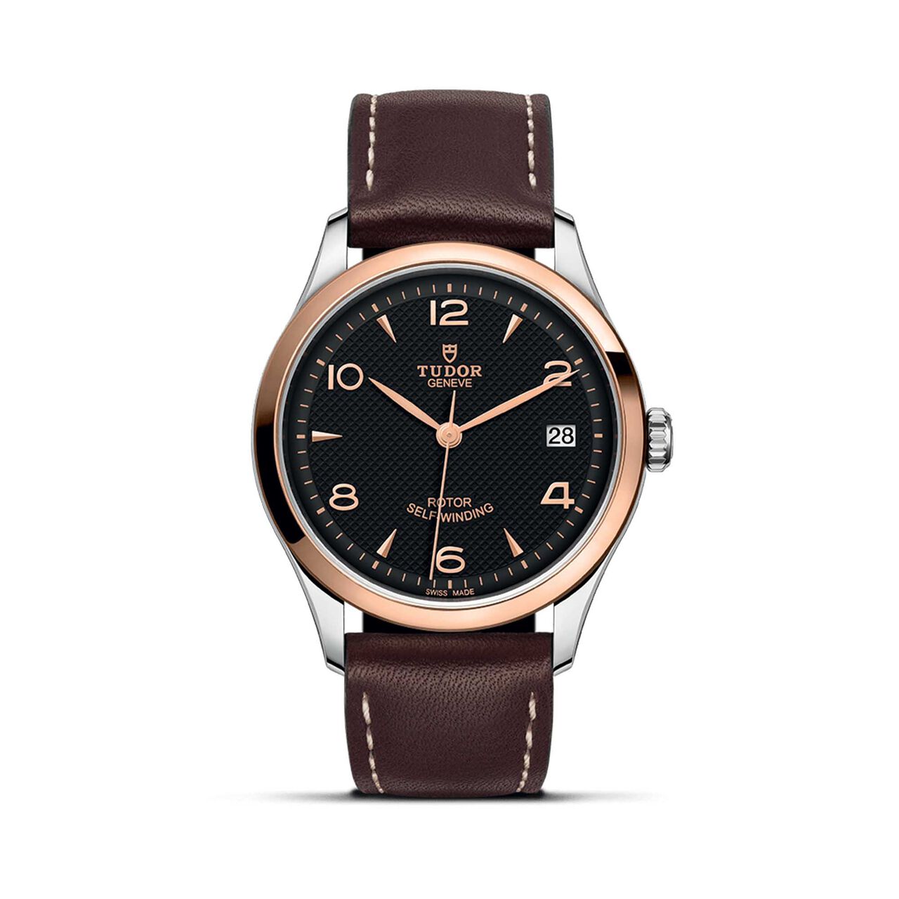 Tudor 1926 Boîtier en acier 36 mm^ lunette en or rose^ cadran noir image number 0