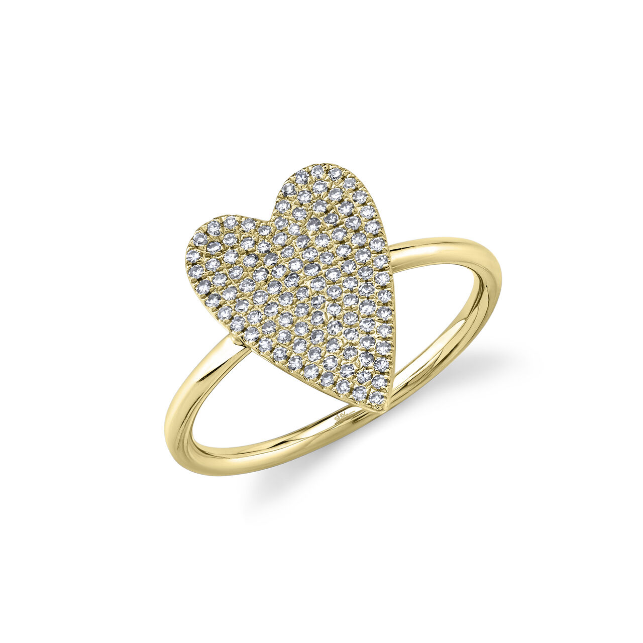 Yellow Gold Ring with Diamond Pave Heart image number 0