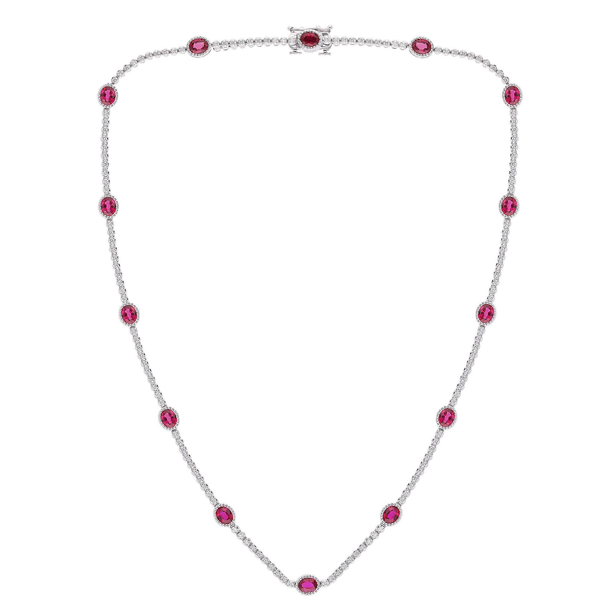 Jewelry Sale | Ruby and Diamond Station Necklace