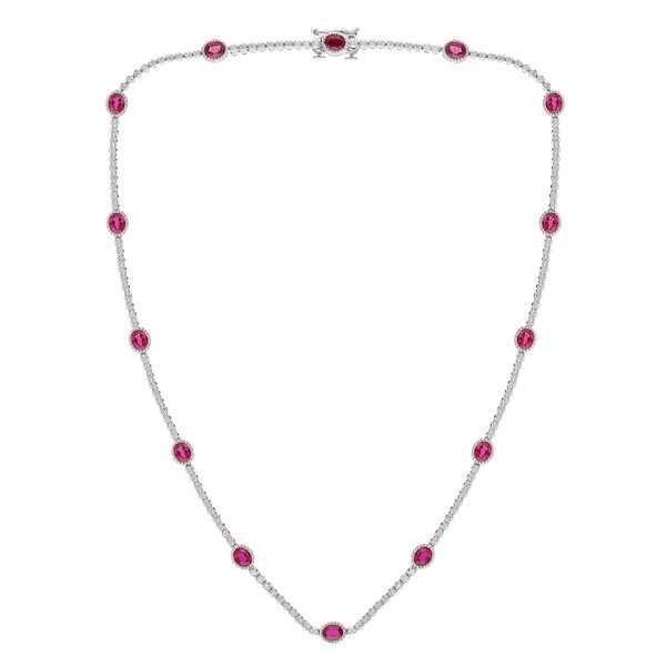 Ruby and Diamond Station Necklace