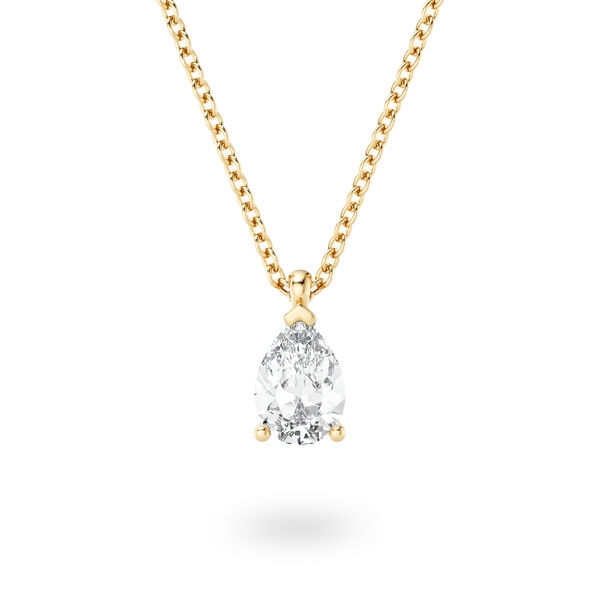Pendentif avec diamant solitaire taille poire en or jaune