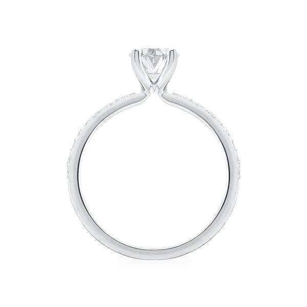 Bague de fiançailles à diamants taille ovale avec bracelet en or blanc et pavé