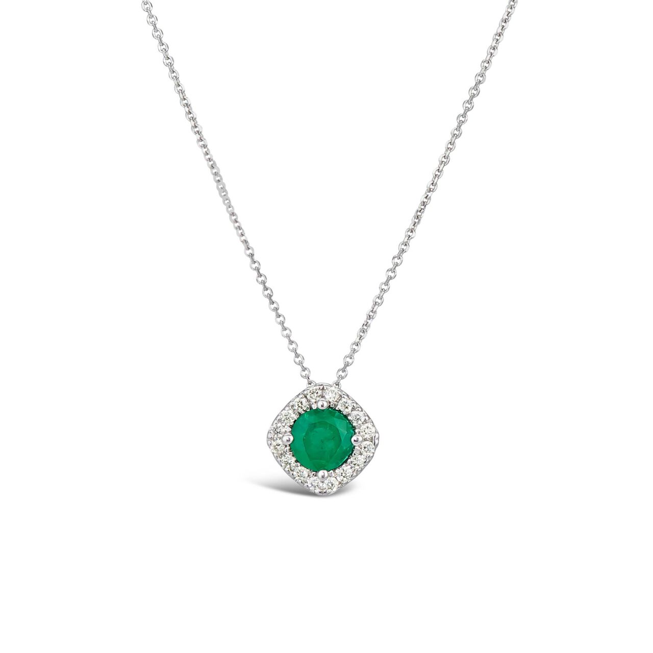 maison birks salon white gold emerald and diamond halo pendant pw13083e18kt front image number 0