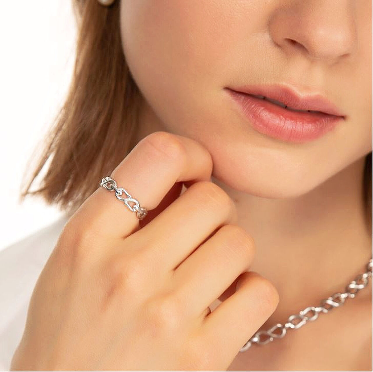 Monica Rich Kosann Infinite & Boundless Infinity Stackable Silver Ring 45083 Model image number 1