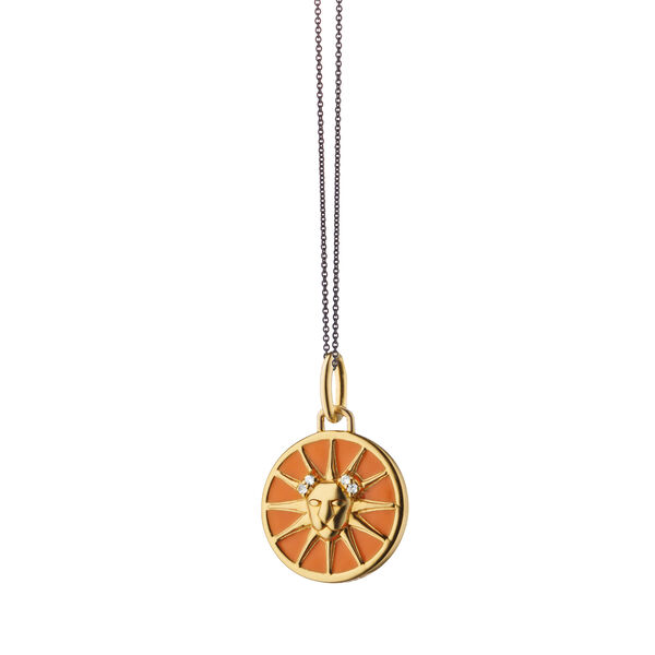 Zodiac x Colour Charms Yellow Gold Vermeil, Enamel and White Sapphire Leo Pendant