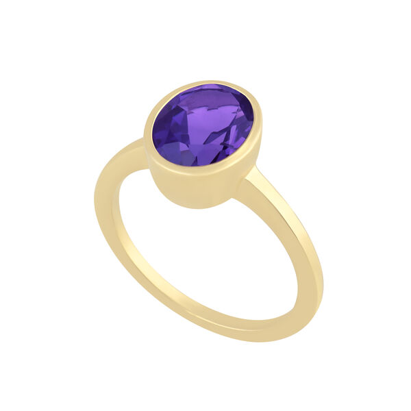 Bezel set Oval Amethyst Ring