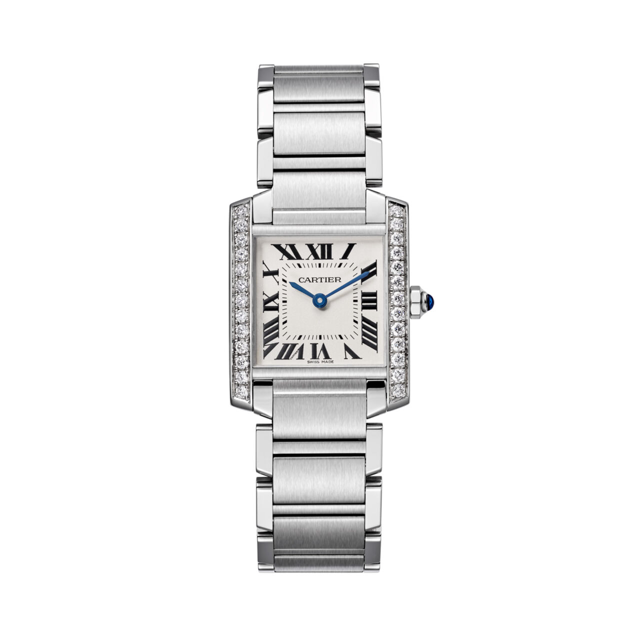 maison birks cartier tank francaise watch medium model steel diamonds w4ta0009 image number 0