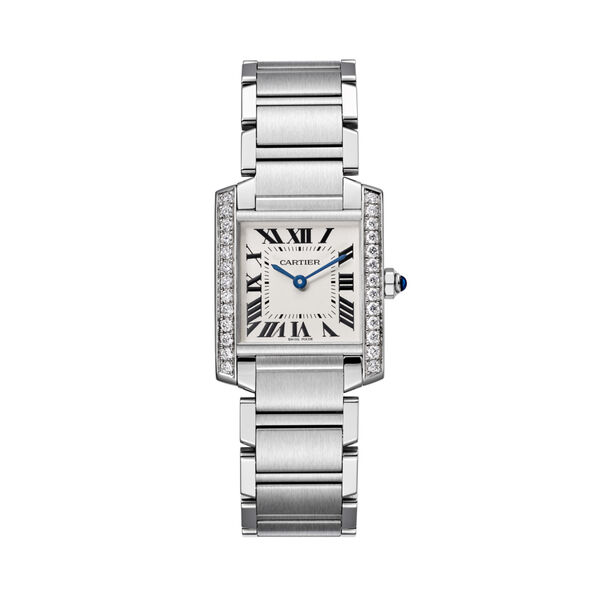 Tank Française 30 X 25 mm quartz en acier inoxydable et diamants moyen modèle