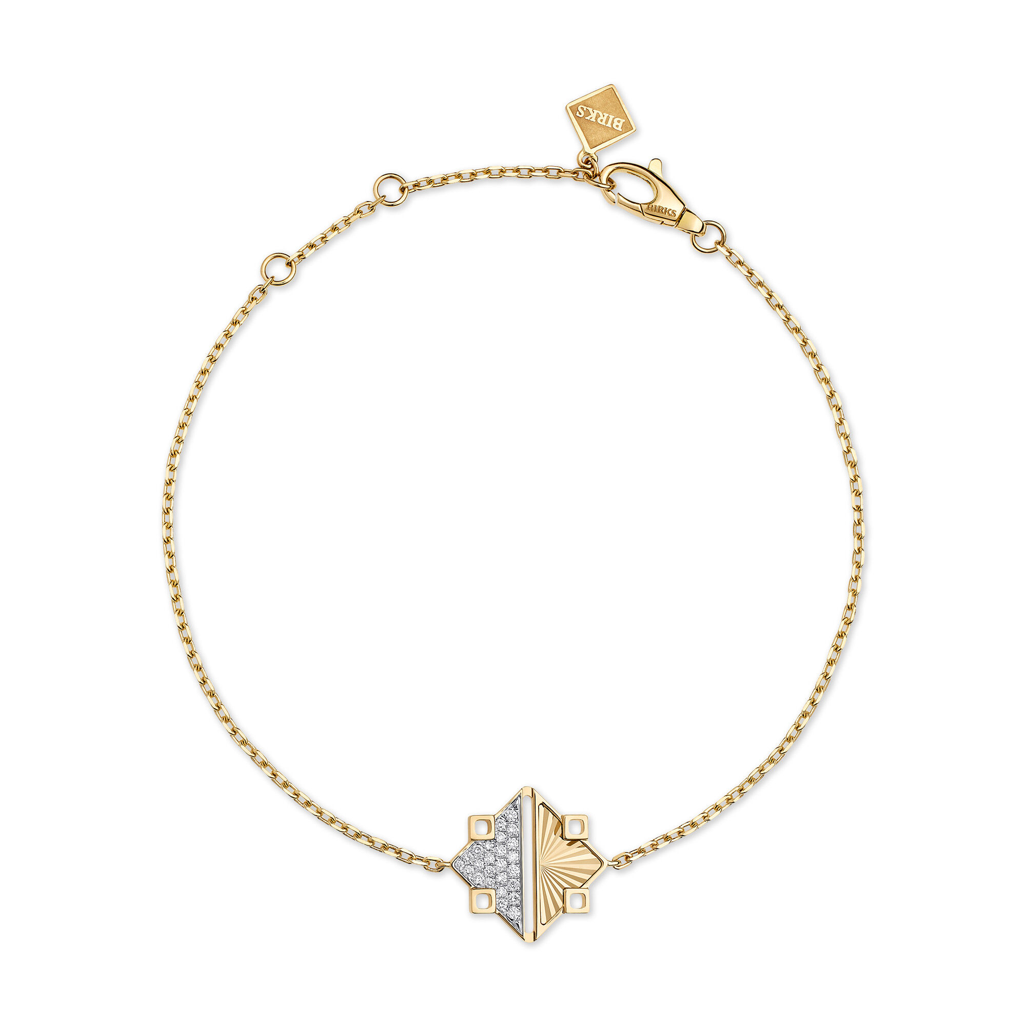 Guilloché Yellow Gold and Diamond Bracelet, Small