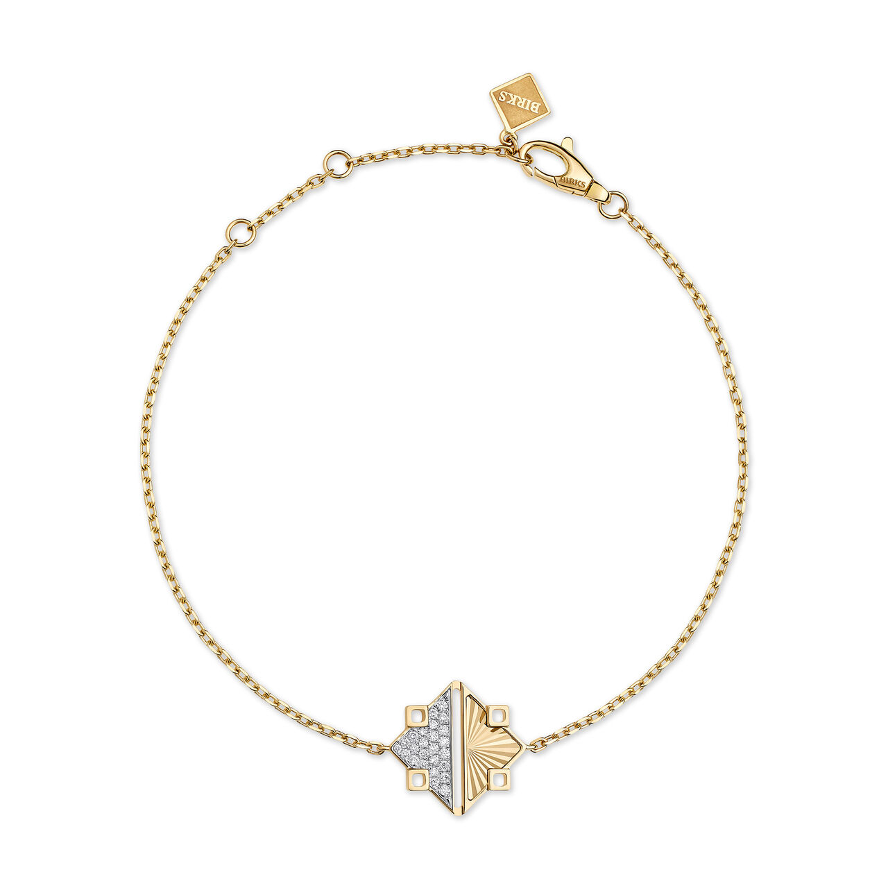 Bracelet en or jaune guilloché et diamants, petit image number 0