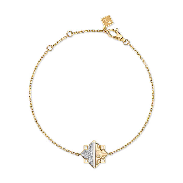 Guilloché Yellow Gold and Diamond Bracelet, Small