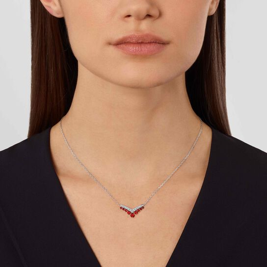 Chaumet Josephine Aigrette White Gold, Ruby and Diamond Pavé Pendant 85531 on Model image number 1