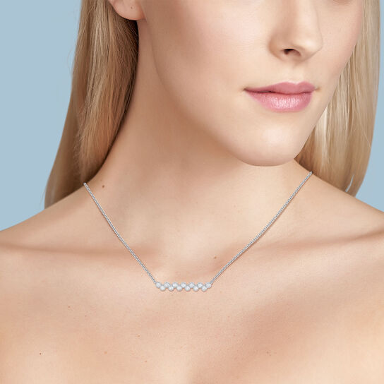 White Gold and Diamond Splash Bar Necklace image number 1