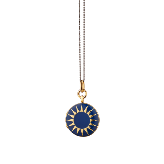 Yellow Gold Vermeil Locket with Navy Enamel image number 0