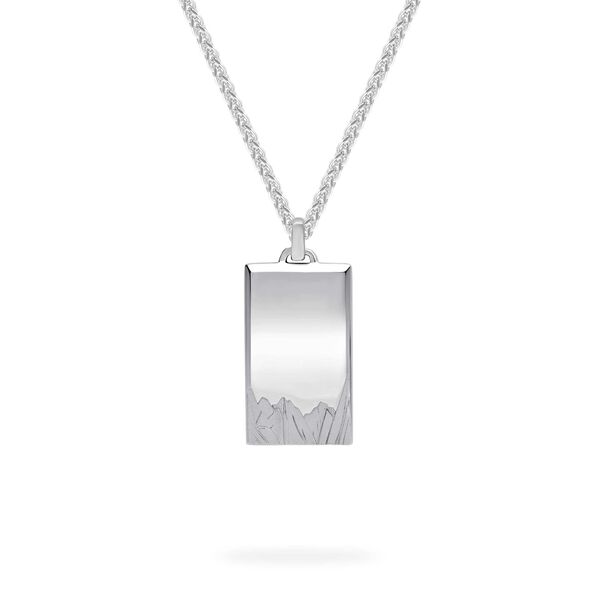 Collier plaque militaire montagne pour homme en argent sterling