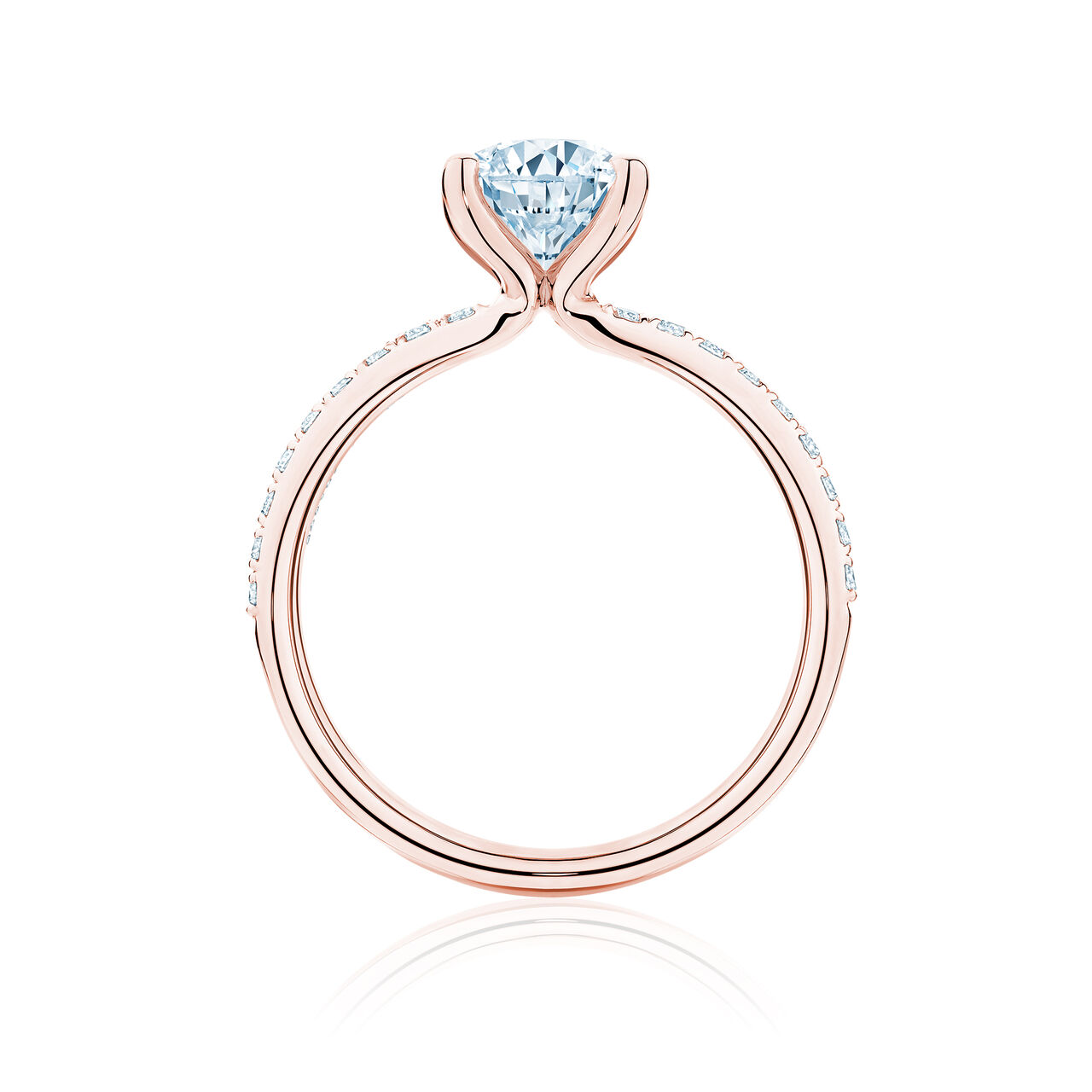 Bague de fiançailles à diamants taille ovale avec anneau pavé et en or rose image number 2