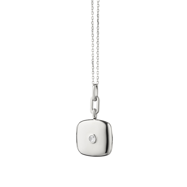 Silver Locket with White Sapphire