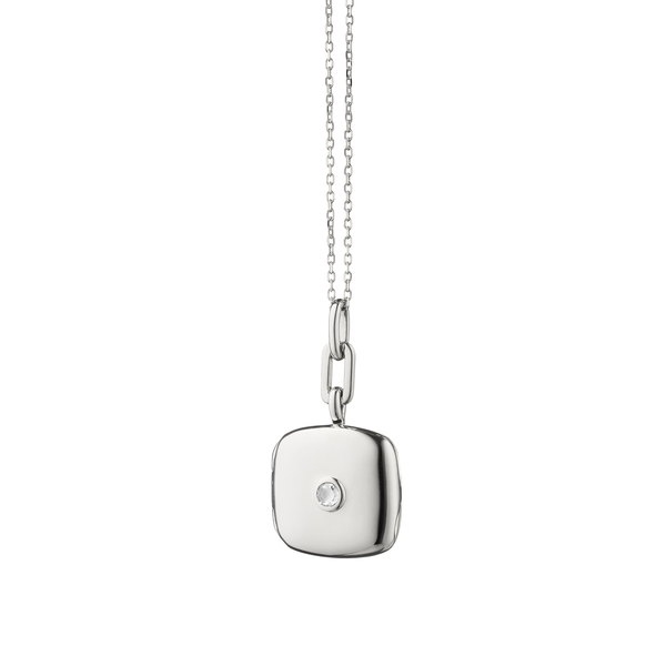 Médaillon Slim Lockets Viv en argent avec saphir blanc
