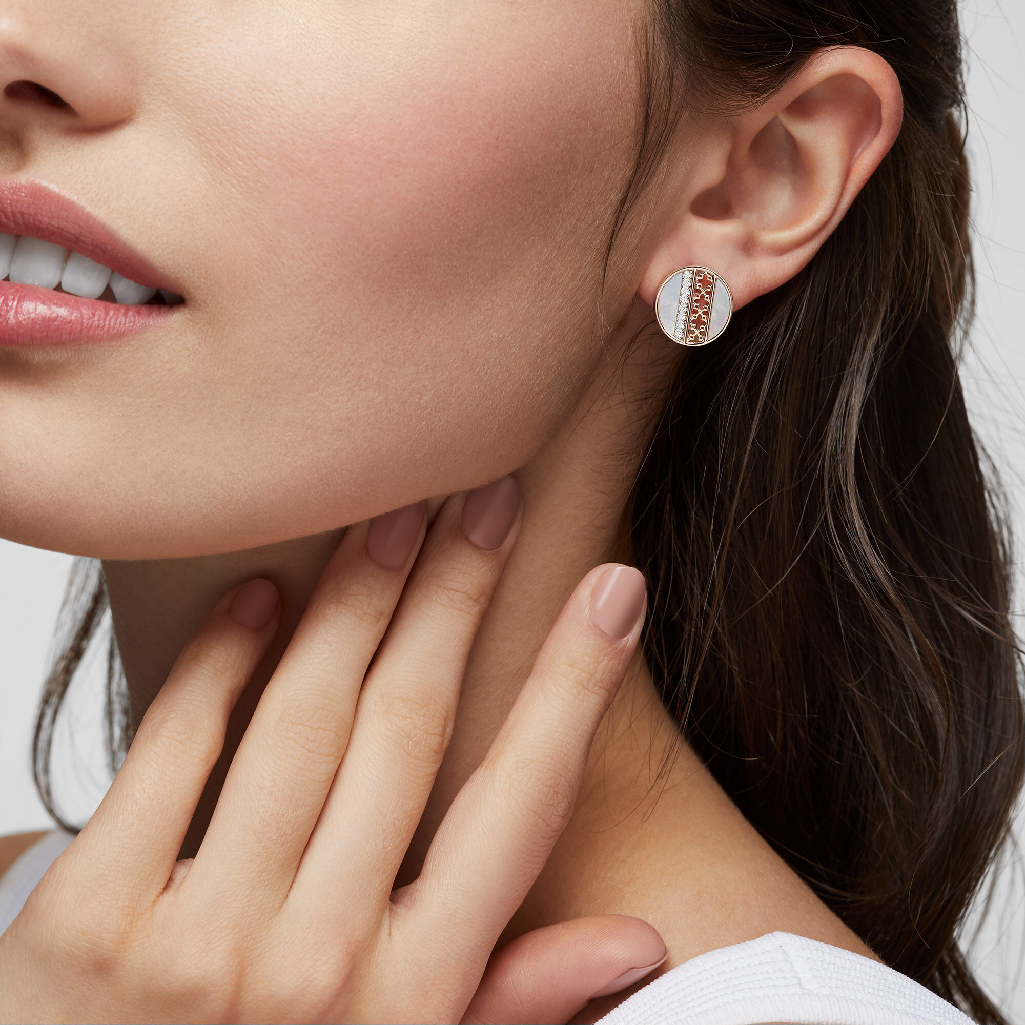 Mother-of-Pearl and Diamond Earrings