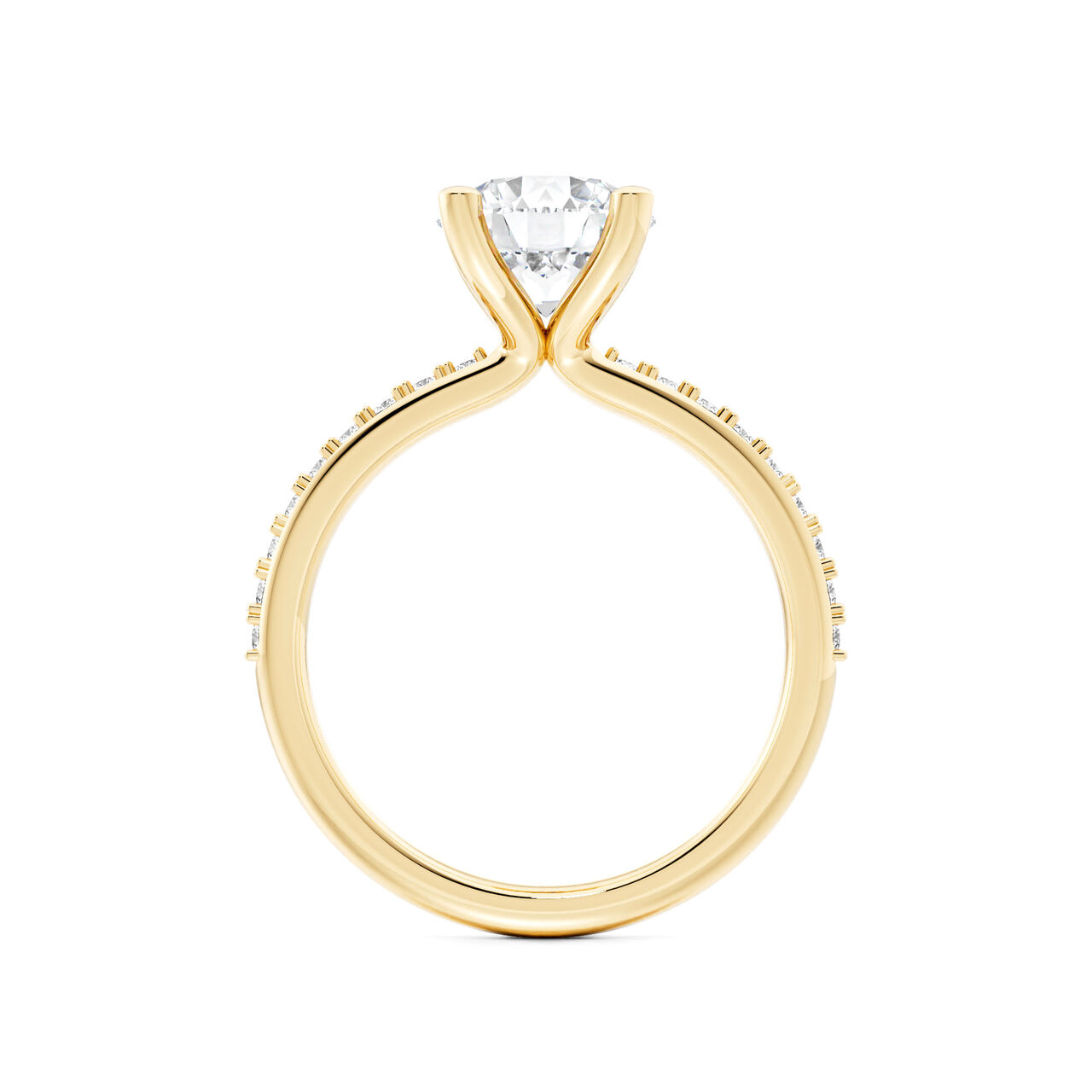 Birks Ros&eacute;e du Matin Yellow Gold Round Solitaire Diamond Engagement Ring with Diamond Band image number 2
