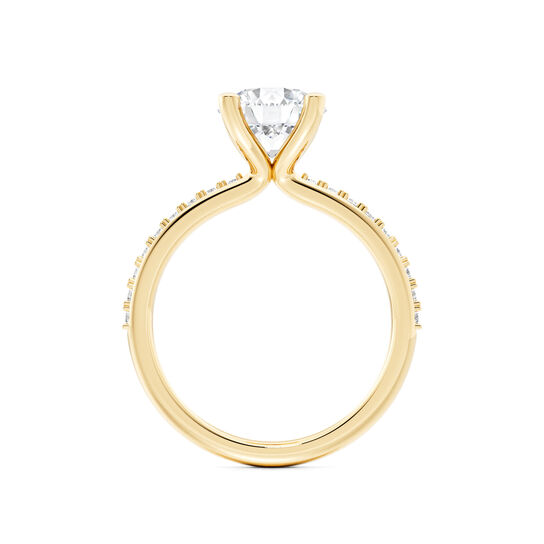 Birks Ros&eacute;e du Matin Yellow Gold Round Solitaire Diamond Engagement Ring with Diamond Band image number 2