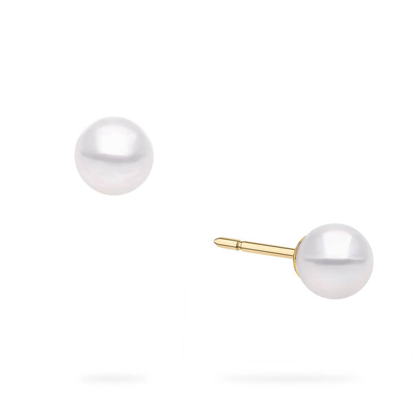 Boucles d'oreilles en perles Akoya de 8 &agrave; 8,5 mm en or jaune