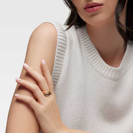 Birks Dare to Dream Yellow Gold Onyx Ring on Model image number 1